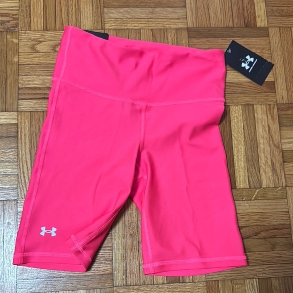 Women’s under armor bright pink compression biker shorts NWT xs